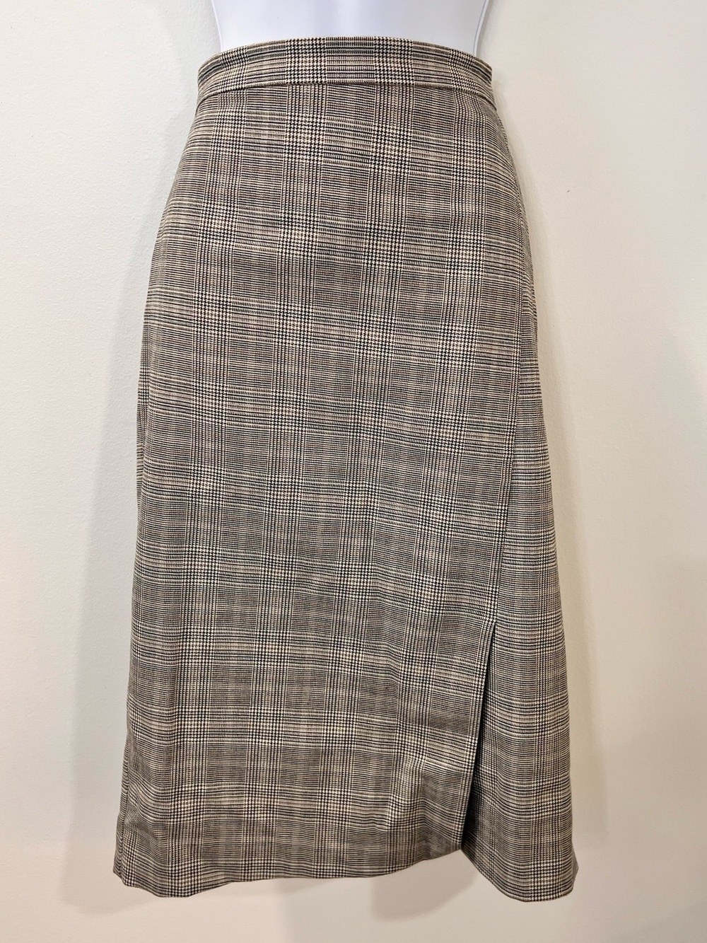 Ann Taylor Glen Plaid Midi Skirt Size 6 High Waist Lined